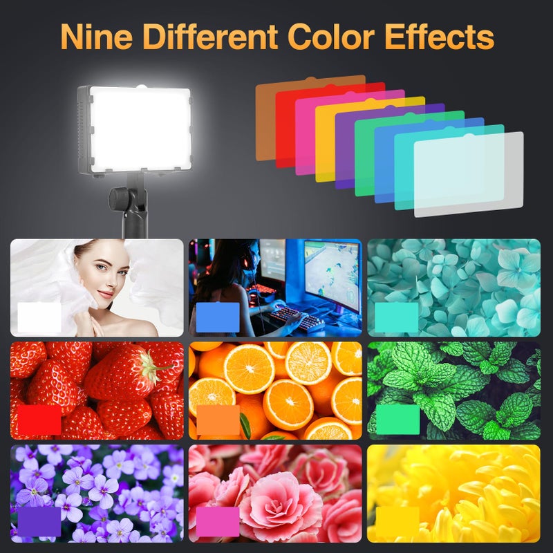 EMART طقم إضاءة تصوير محمول مستمر EMART 60 LED للطاولة مع حامل ثلاثي القوائم قابل للتعديل ومرشحات ألوان - 2 عبوة - Image 4